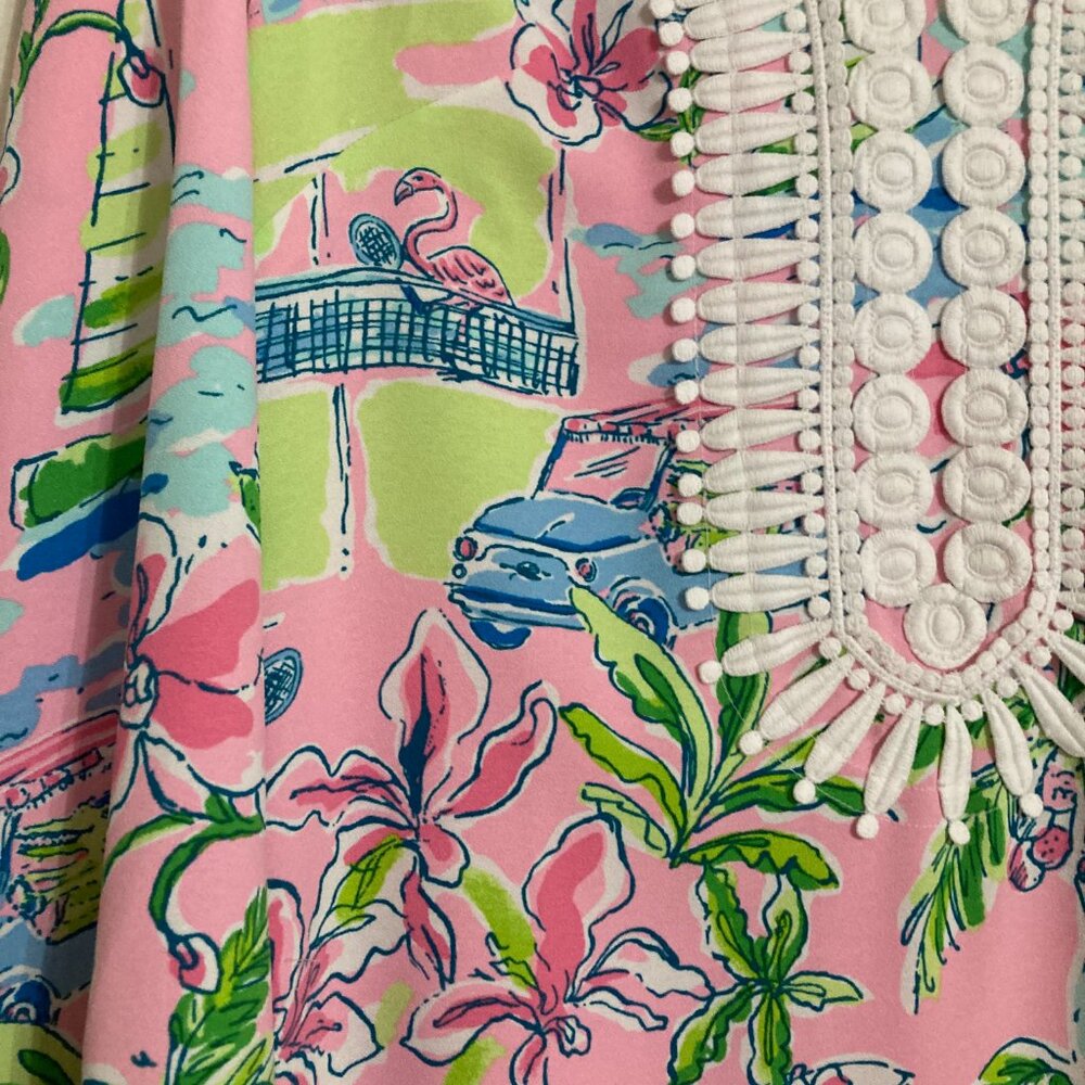 Lilly Pulitzer Ocleppo V-Neck Maxi Caftan Size 10 in Conch Shell Pink Sunny Dee - Picture 7 of 11